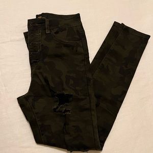 Camo Ripped High Waisted Jeans